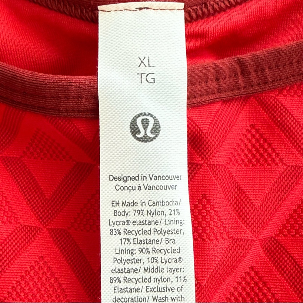 Lululemon Textured Mesh Tennis Tank Top XL Red  Medium Support B/C Cup New - Picture 6 of 7